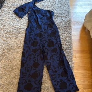 Elegant Blue and Black Floral Jumpsuit